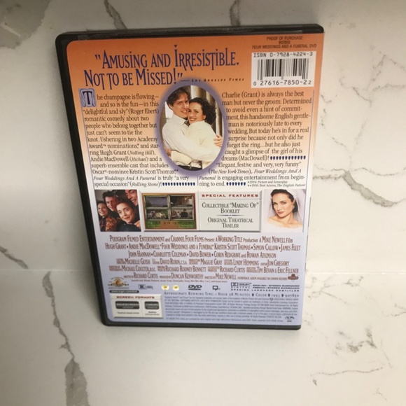 Four Weddings and a Funeral 1993 DVD Movie Romantic Comedy - Picture 2 of 3